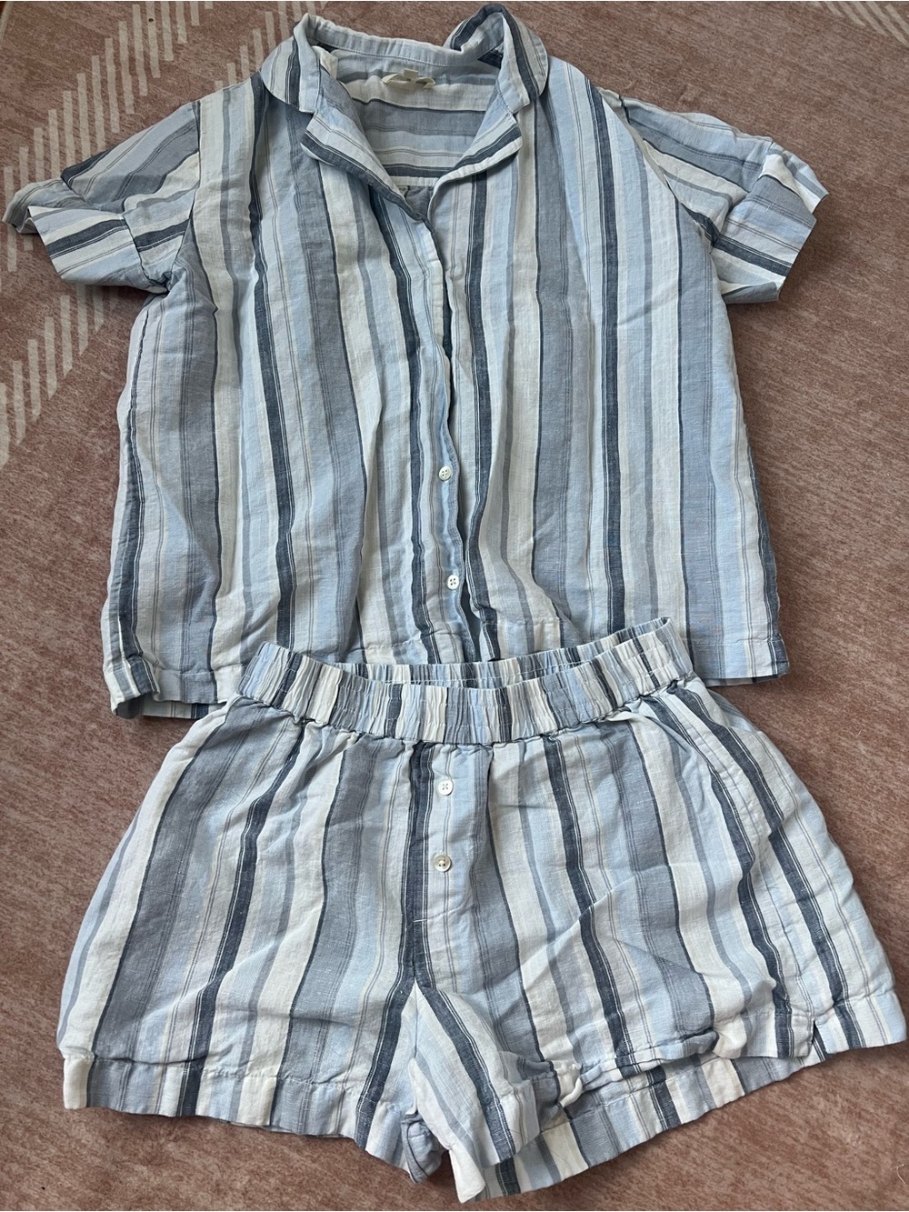 Haven well within cotton Blue & White Striped Short Pajama Set